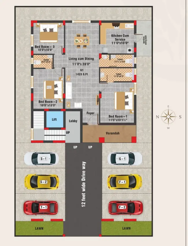 Flats in Anna Nagar residential floor plan